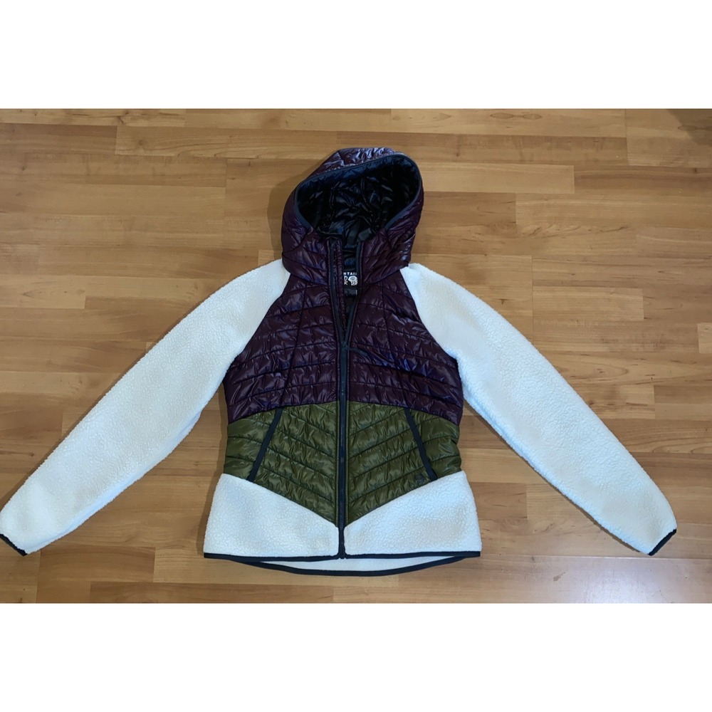 Mountain Hardwear Jacket Womens Size S Hooded Quilted Fleece Sherpa Colorblock